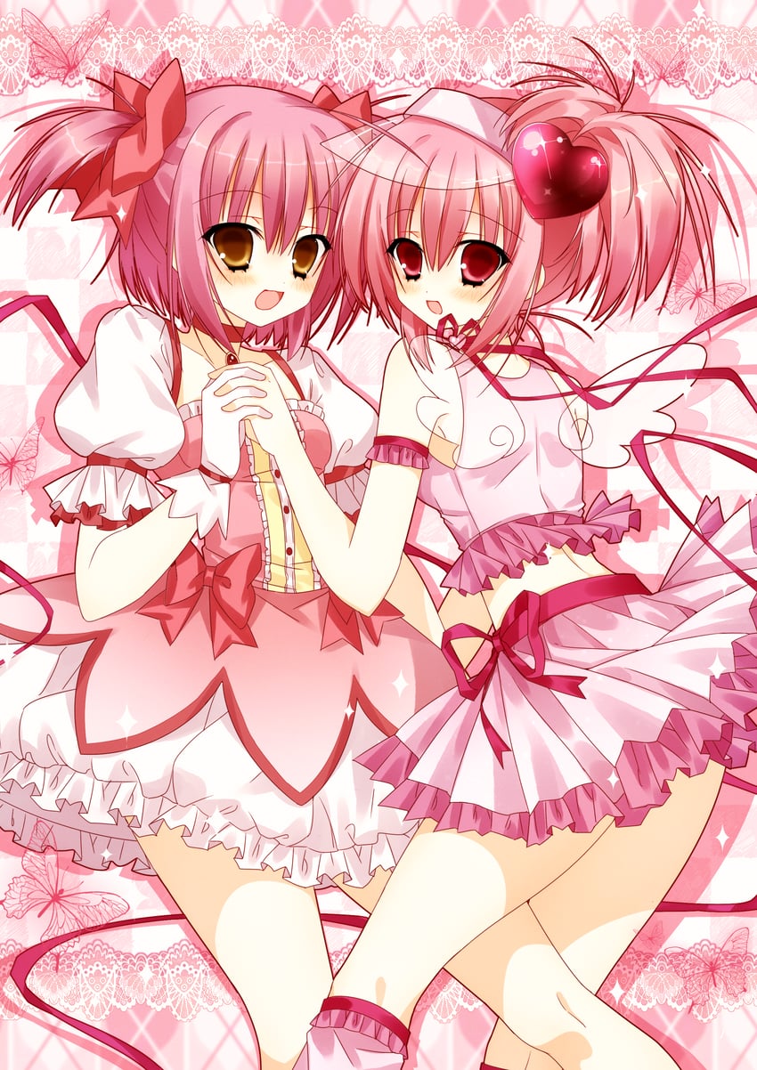 kaname madoka, hinamori amu, and amulet heart (mahou shoujo madoka magica and 1 more) drawn by hejun673