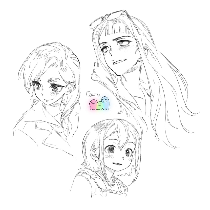 kanamori sayaka, asakusa midori, and mizusaki tsubame (eizouken ni wa te wo dasu na!) drawn by goblet_42