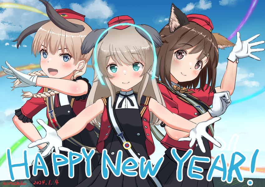 virginia robertson, lyudmila andreyevna ruslanova, and shibuya inori (world witches series and 1 more) drawn by naruchisukisuki