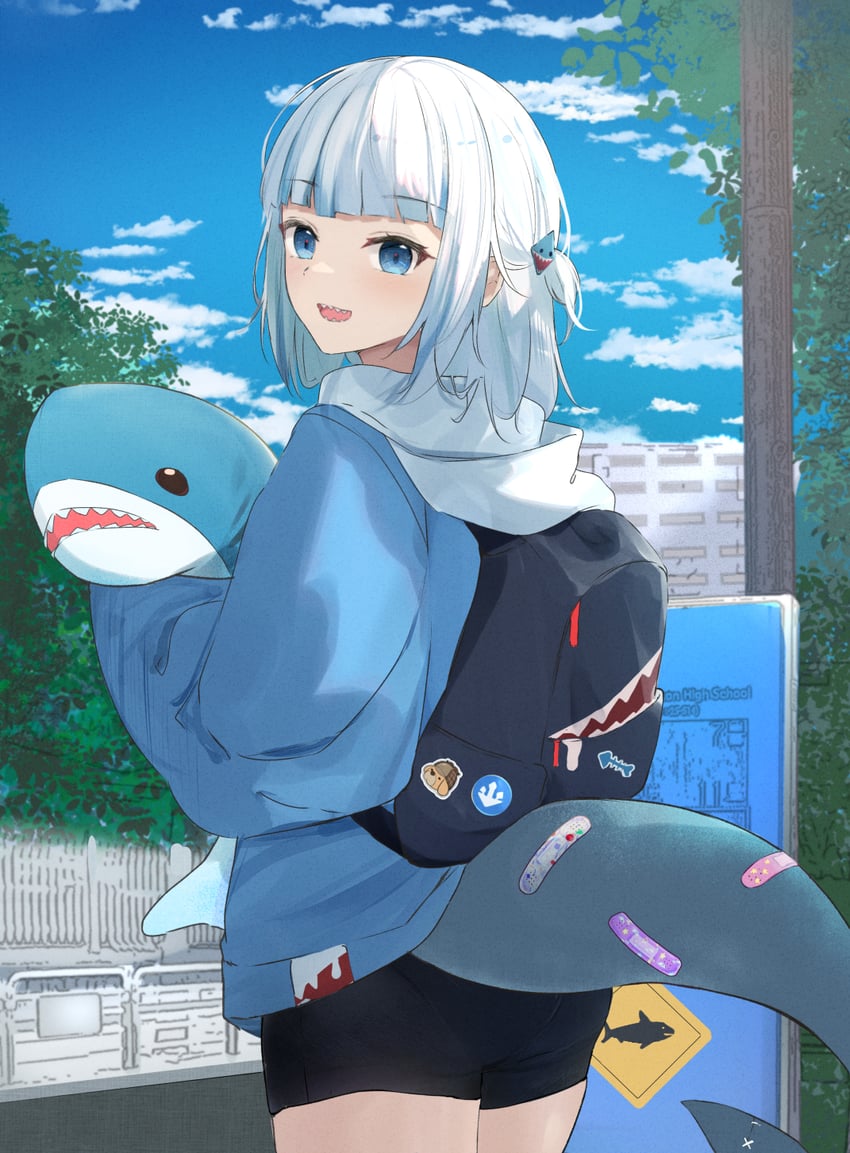 gawr gura and bubba (hololive and 1 more) drawn by shuuzo3