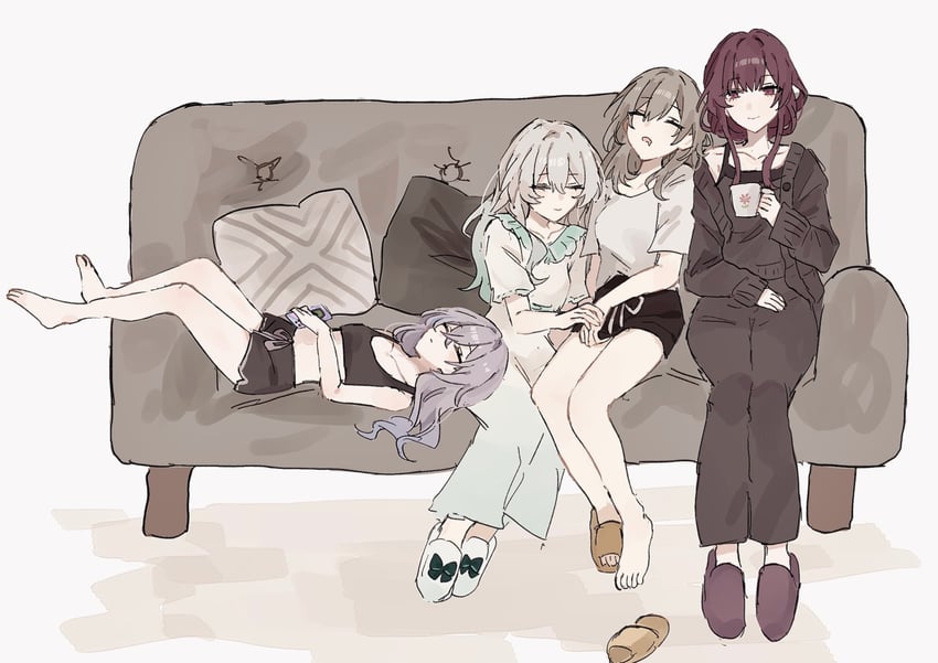 trailblazer, firefly, stelle, kafka, and silver wolf (honkai and 1 more) drawn by rekka_shinai
