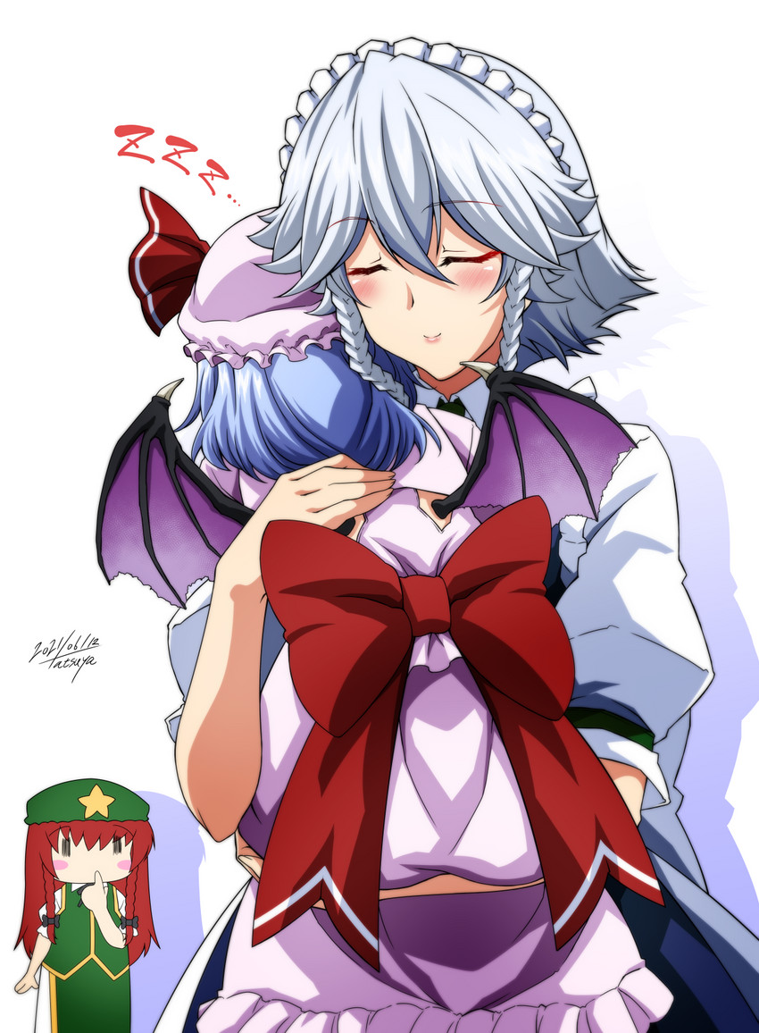 remilia scarlet, izayoi sakuya, and hong meiling (touhou) drawn by tatsuya_(guild_plus)