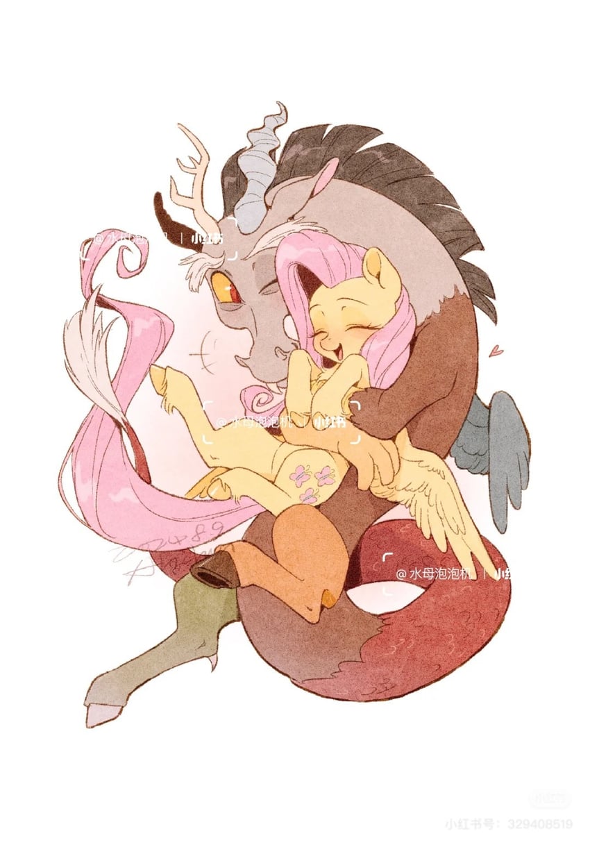 fluttershy and discord (my little pony and 1 more) drawn by ahchun_zai_beiwo