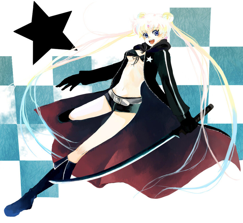 tsukino usagi and black rock shooter (bishoujo senshi sailor moon and 1 more) drawn by nako_(nonrain)