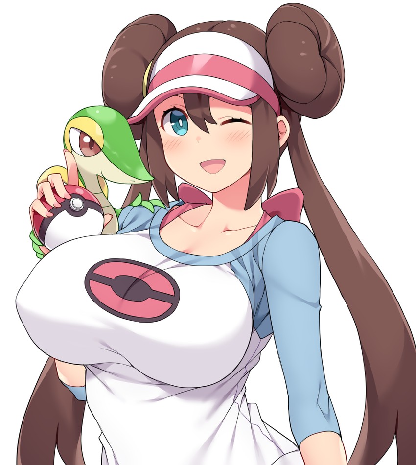 rosa and snivy (pokemon and 1 more) drawn by amane_hasuhito