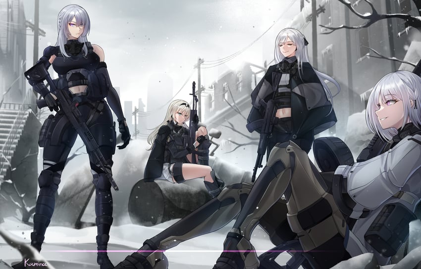 ak-12, an-94, rpk-16, and ak-15 (girls' frontline) drawn by kamina_(kamin789)