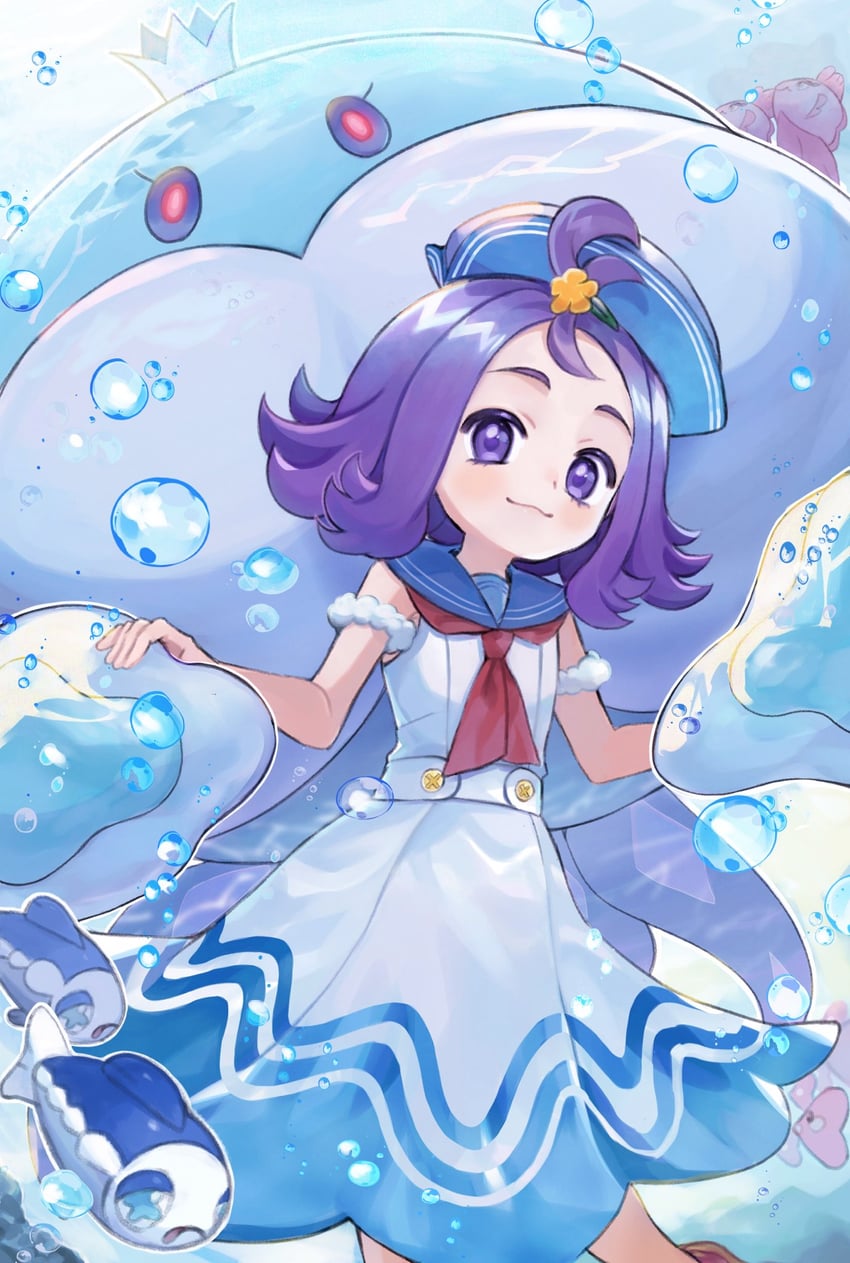 acerola and jellicent (pokemon and 1 more) drawn by abe_(kumayu)