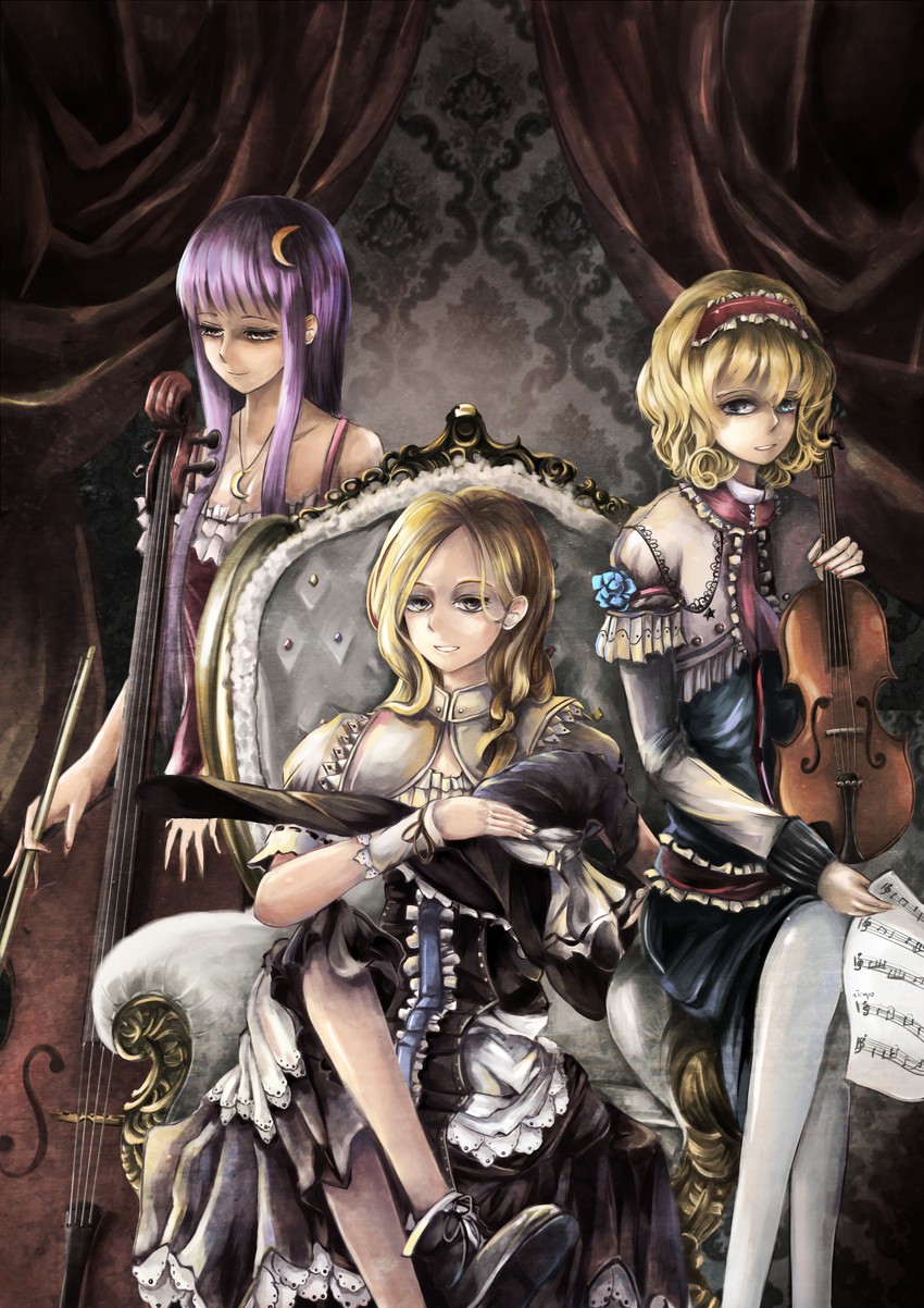 kirisame marisa, alice margatroid, and patchouli knowledge (touhou) drawn by qianqian