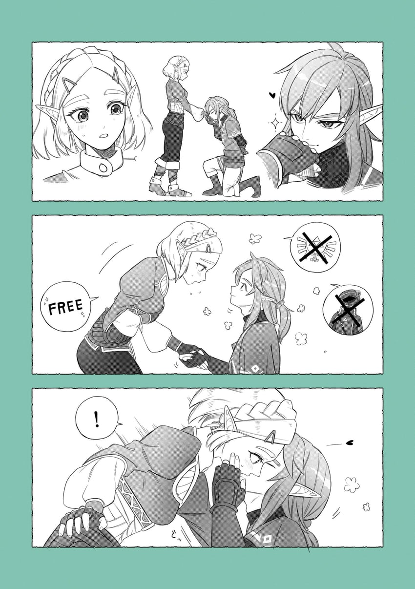 link and princess zelda (the legend of zelda and 1 more) drawn by ao_haruki