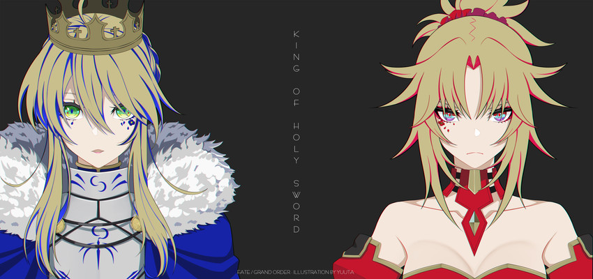 artoria pendragon, saber, and mordred (fate and 1 more) drawn by yuuta_(yuuta0312)