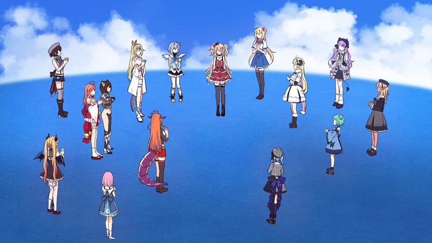 hoshimachi suisei, sakura miko, tokoyami towa, oozora subaru, amane kanata, and 9 more (hololive and 2 more) drawn by yoshiheihe