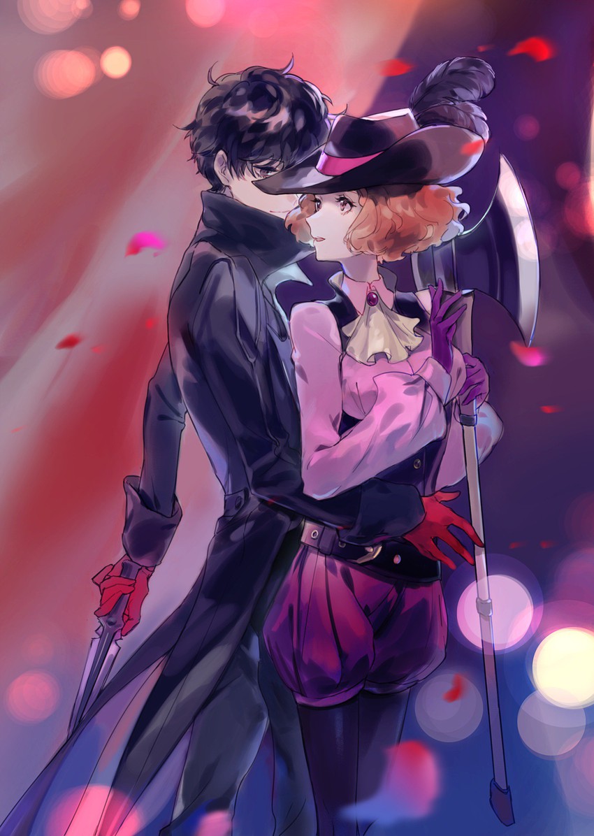 amamiya ren, okumura haru, joker, and noir (persona and 1 more) drawn by 0zep0