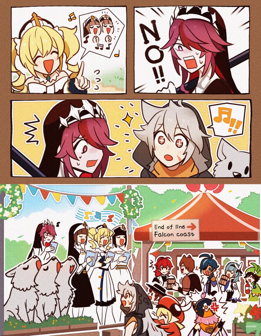venti, klee, eula, barbara, diluc, and 7 more (genshin impact) drawn by enpitsu01