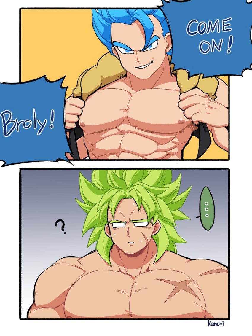 gogeta and broly (dragon ball and 2 more) drawn by konovi_yee