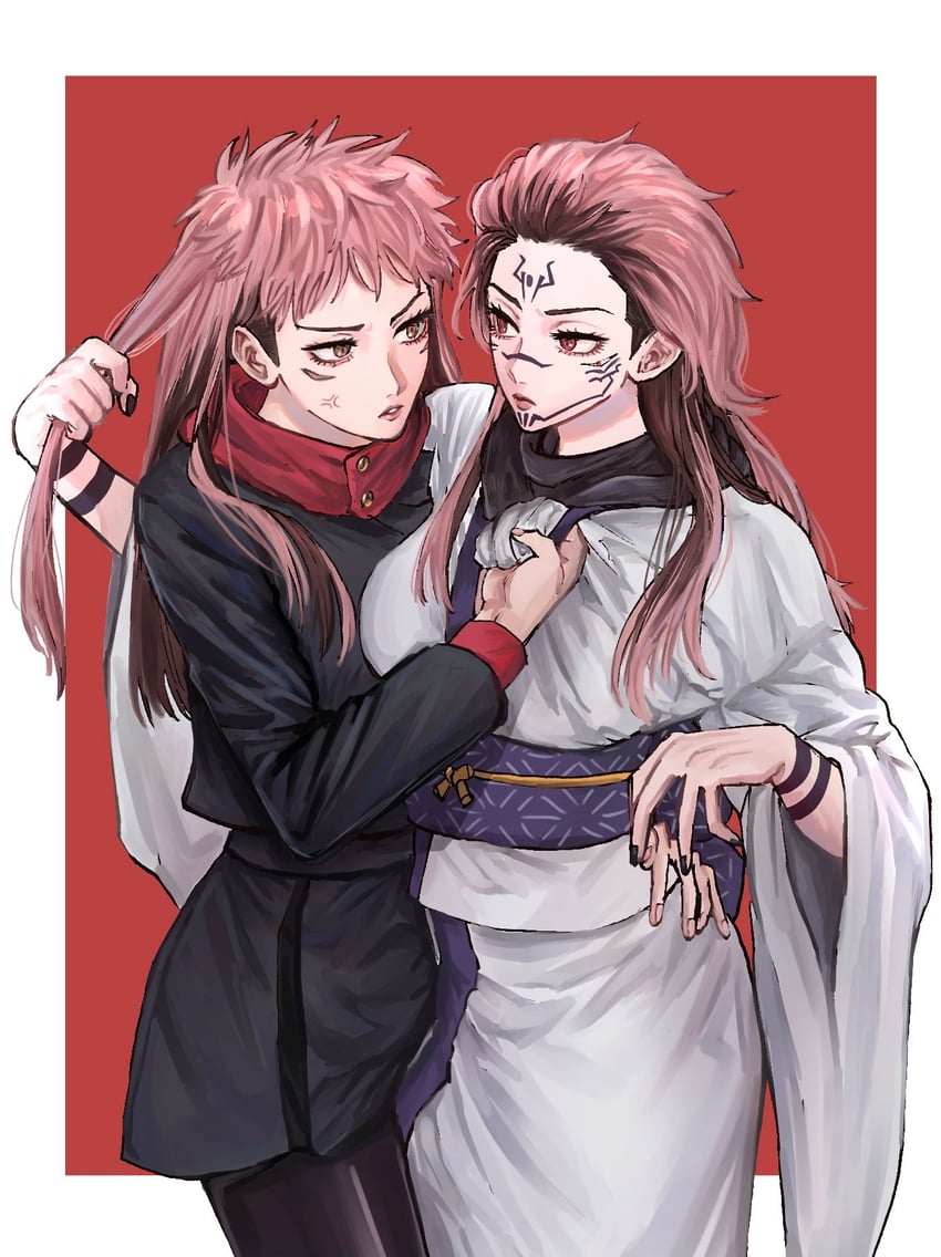 itadori yuuji and ryoumen sukuna (jujutsu kaisen) drawn by mesuki_peropero