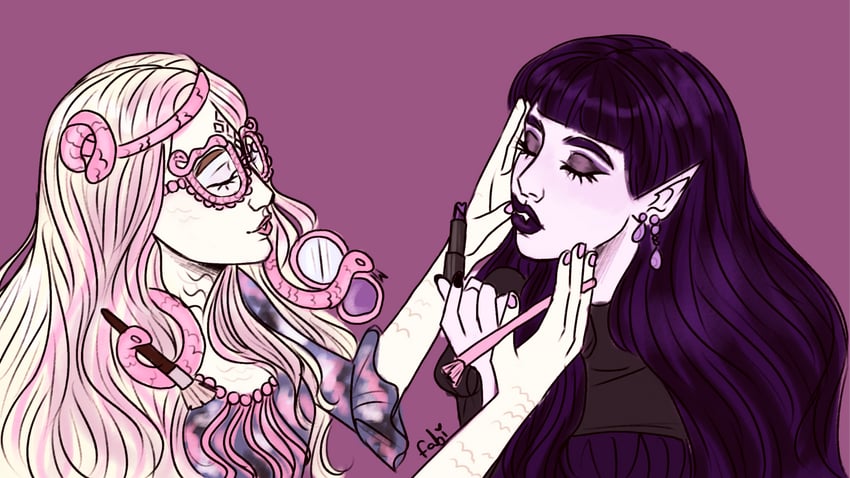 viperine gorgon and elissabat (monster high) drawn by vampirade