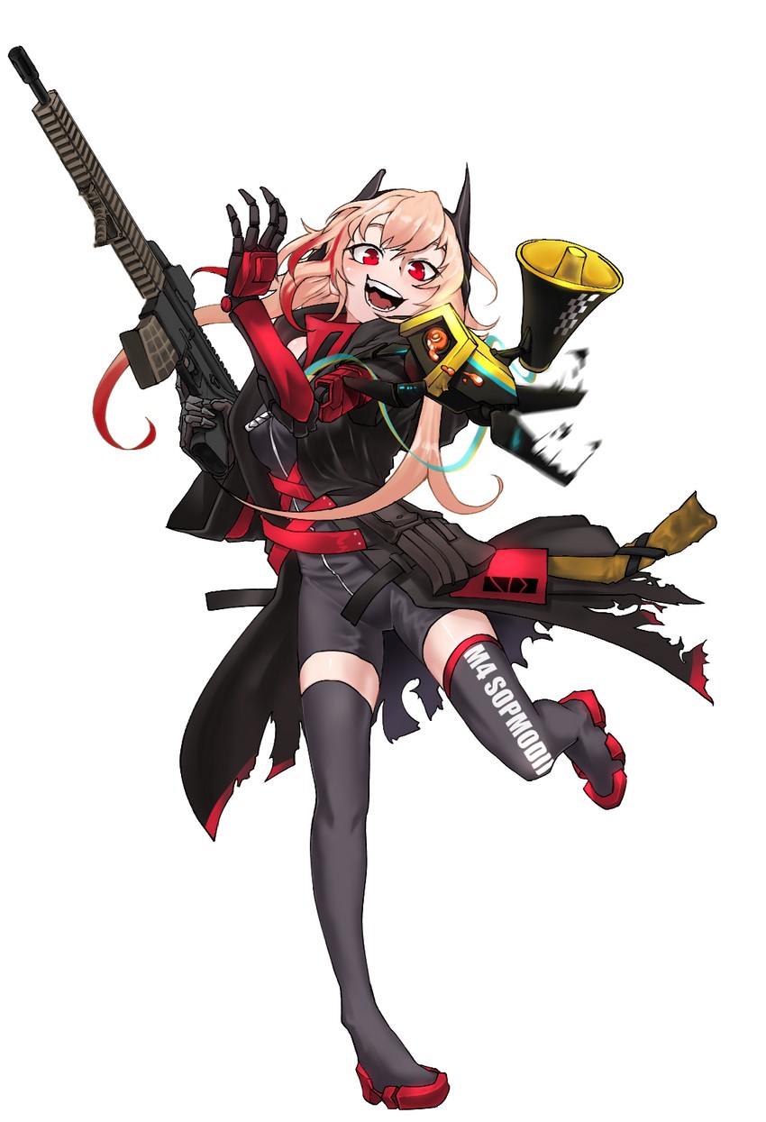 m4 sopmod ii, dinergate, and banana (girls' frontline) drawn by sd_bigpie