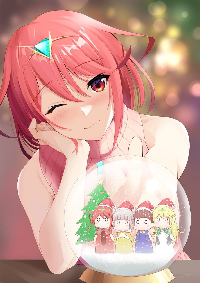 pyra, mythra, nia, and rex (xenoblade chronicles and 1 more) drawn by daive