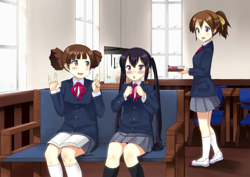 nakano azusa, hirasawa ui, and suzuki jun (k-on!) drawn by masamuuu