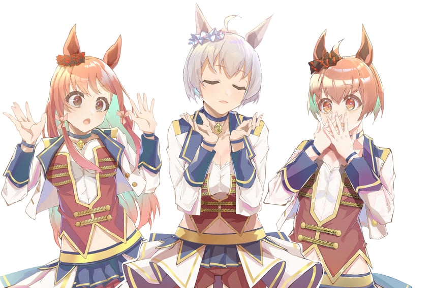 little trattoria, srivatsa, and royal coronet (umamusume) drawn by e_sky_rugo