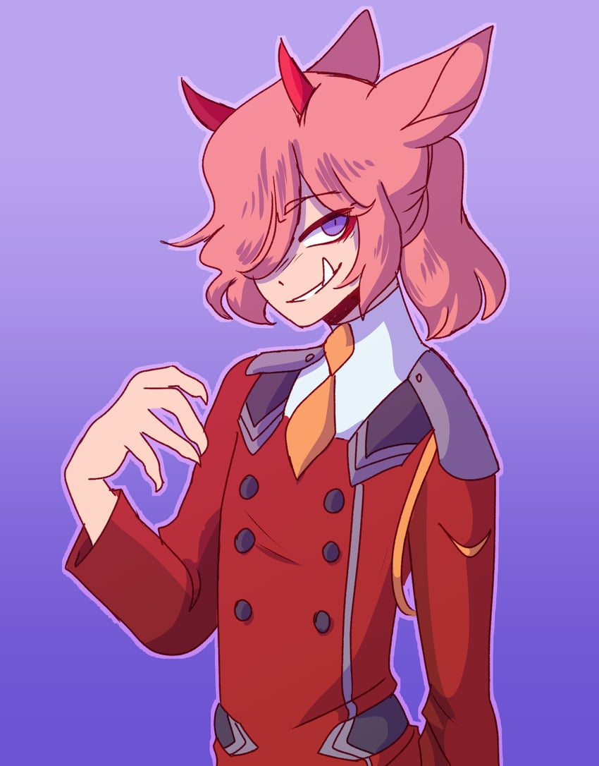 zero two and technoblade (darling in the franxx and 2 more) drawn by sable_(sableskies)