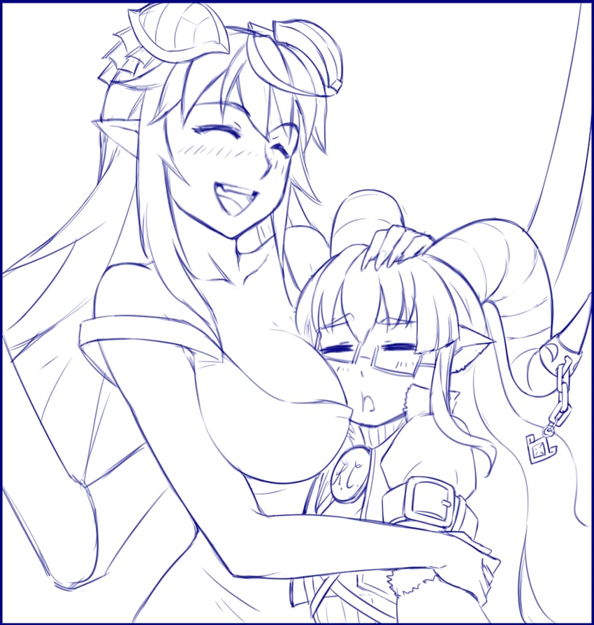 lilim, baphomet, mari, and kenkou cross baphomet (monster girl encyclopedia) drawn by maritan_(pixelmaritan)