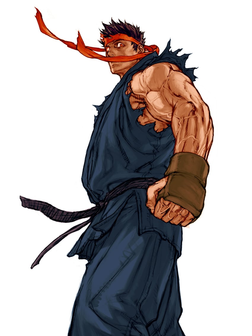 ryu and evil ryu (street fighter and 1 more) drawn by nishimura_kinu