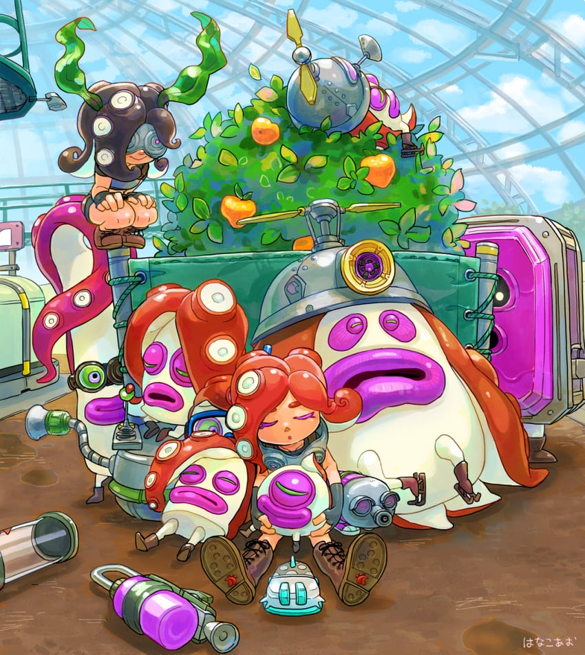 takozonesu, octotrooper, octoball, octocopter, octobomber, and 4 more (splatoon and 1 more) drawn by hanako515_ika