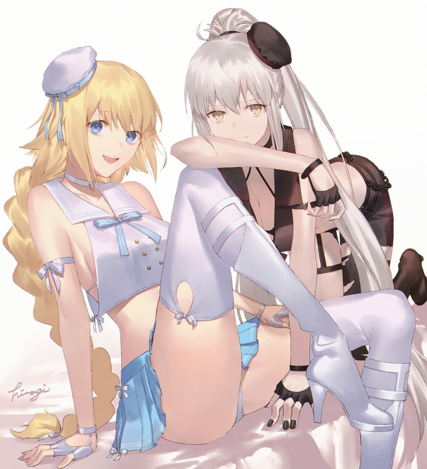 jeanne d'arc alter and jeanne d'arc (fate and 2 more) drawn by hiiragi_(karashriker)