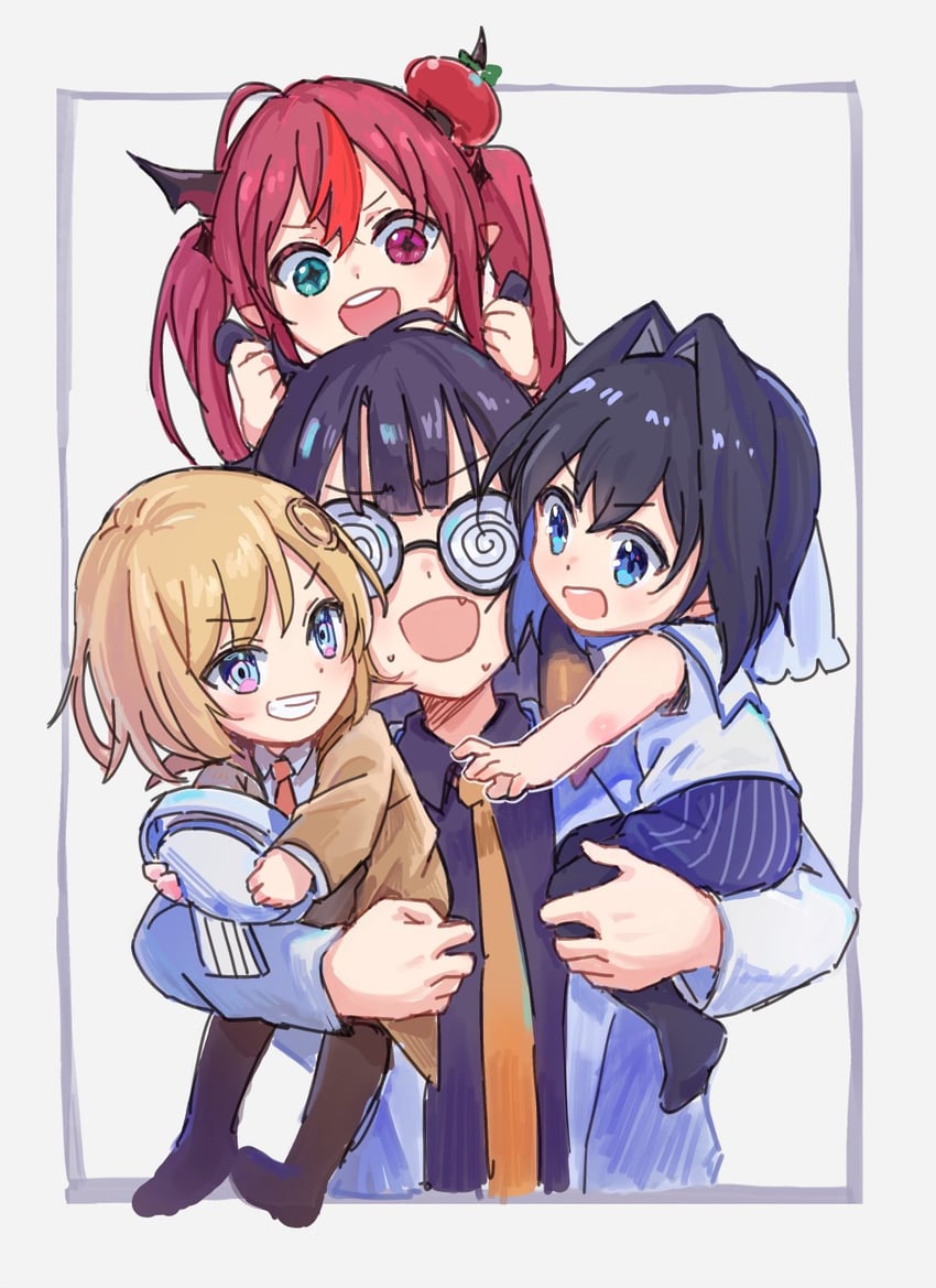 ninomae ina'nis, ouro kronii, watson amelia, and irys (hololive and 1 more) drawn by kisuu_(oddnumberr_)