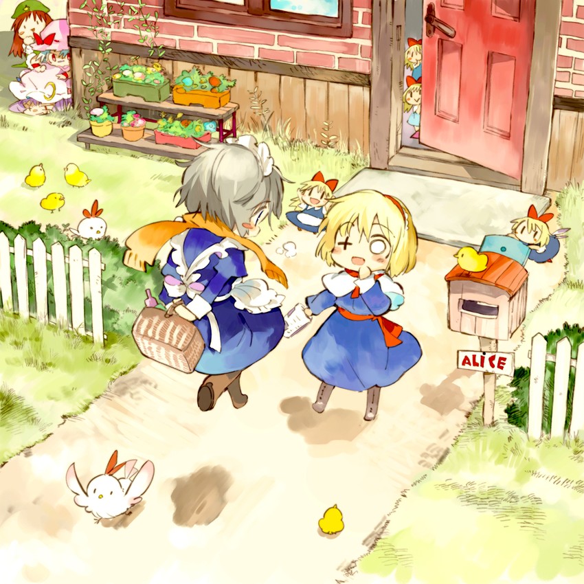remilia scarlet, izayoi sakuya, alice margatroid, patchouli knowledge, hong meiling, and 1 more (touhou) drawn by ogawa_maiko