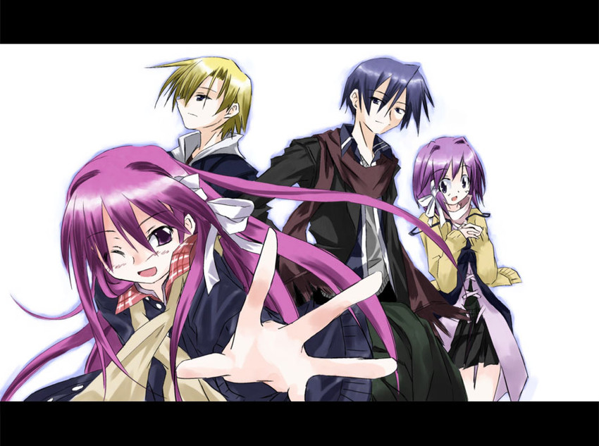 fujibayashi kyou, okazaki tomoya, fujibayashi ryou, and sunohara youhei (clannad) drawn by itsuhara_reiji