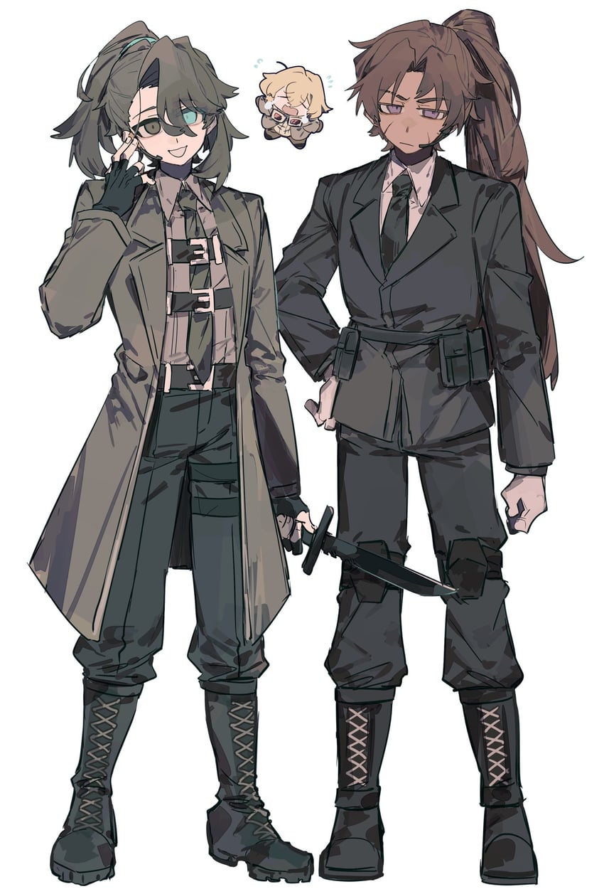 sinclair, hong lu, and heathcliff (project moon and 1 more) drawn by itokenaikei