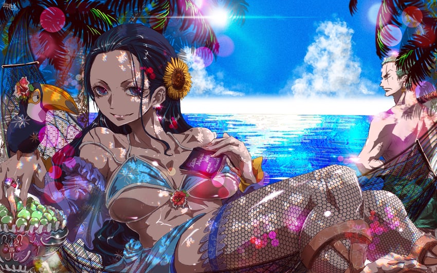 nico robin and roronoa zoro (one piece) drawn by yama_curacao