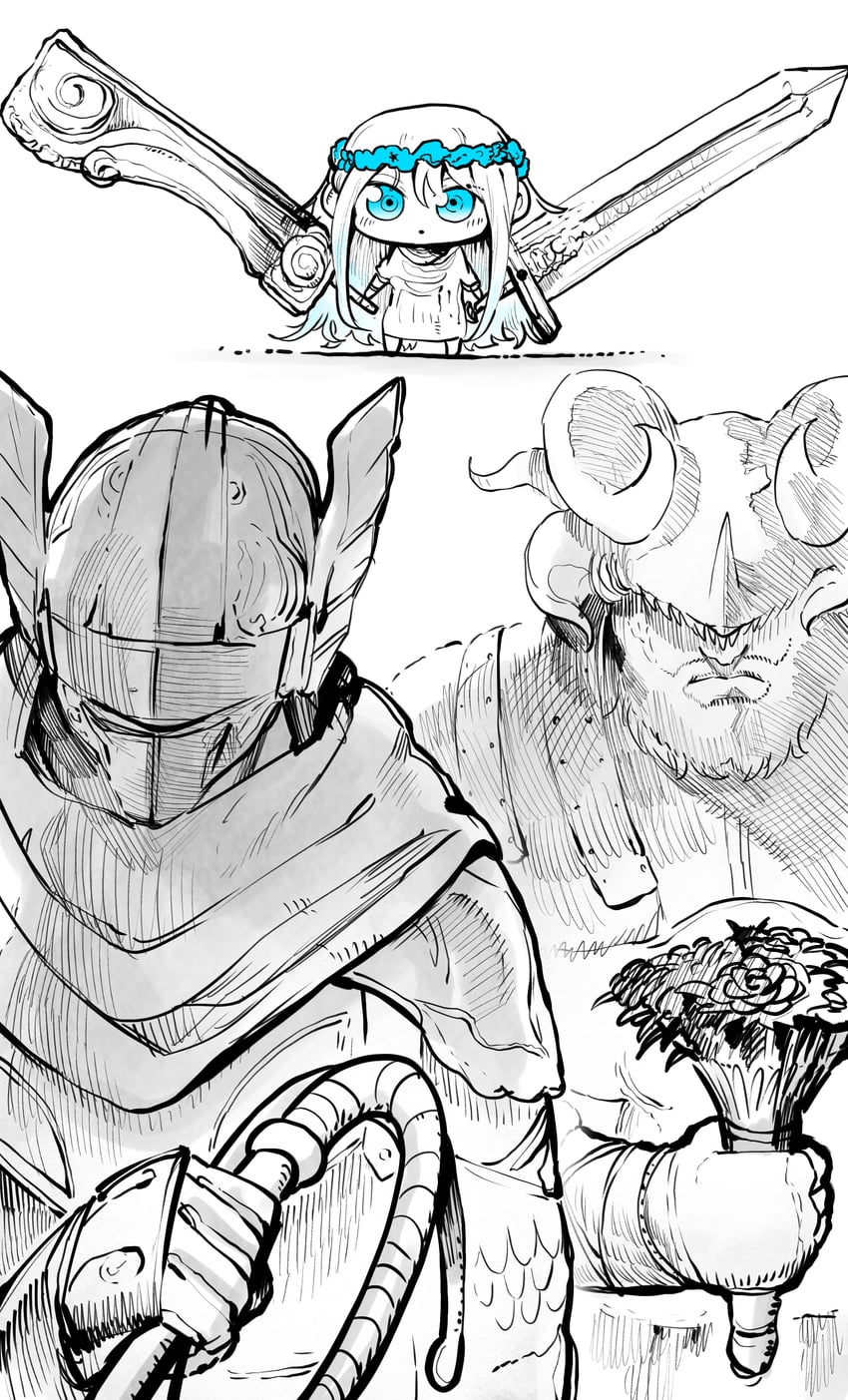 revenant, wylder, and raider (elden ring and 1 more) drawn by niwarhythm