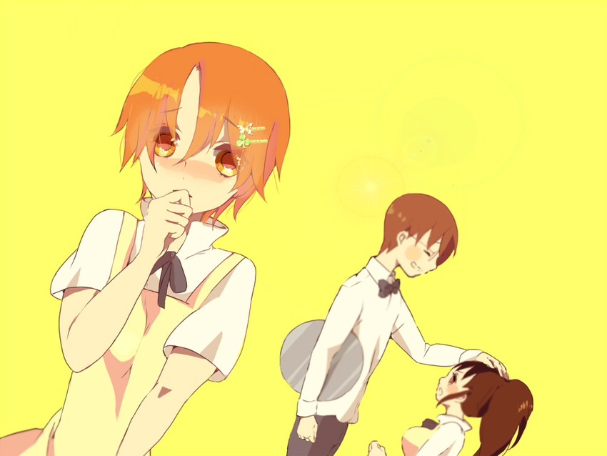 taneshima popura, inami mahiru, and takanashi souta (working!!) drawn by tsukasa_(hocohoco)