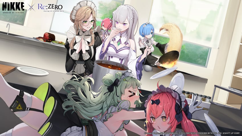 rem, emilia, ram, soda, ade, and 1 more (goddess of victory: nikke and 1 more)