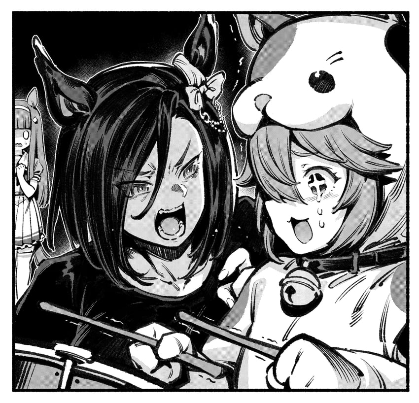 silence suzuka, air groove, matikanefukukitaru, and terence fletcher (umamusume and 1 more) drawn by bacius
