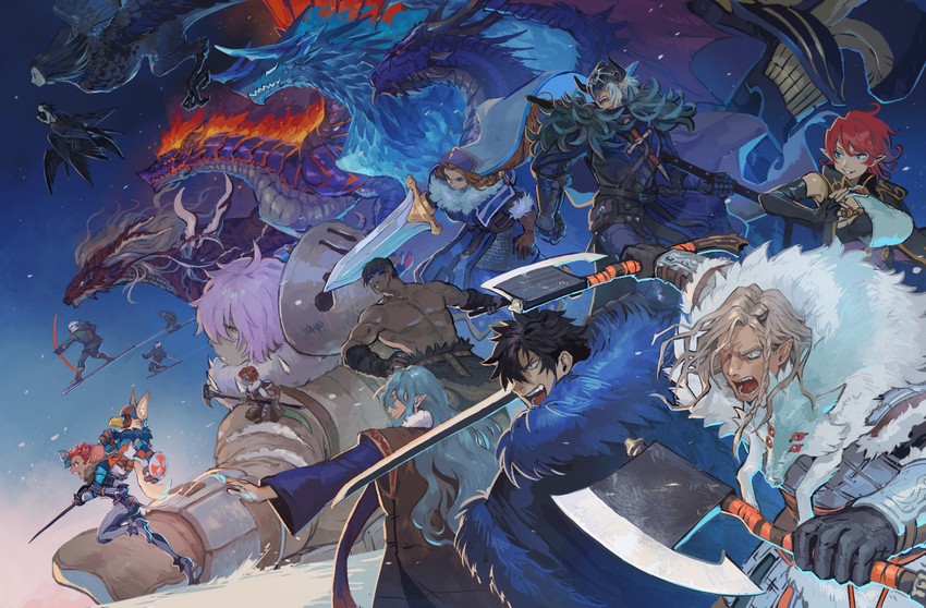 sostenuto, murok, ulferica, berg, fennachtur, and 10 more (pixiv fantasia and 1 more) drawn by akaneko_(redakanekocat)