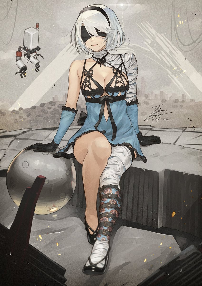 2b, pod, and kaine (nier:automata and 1 more) drawn by fadingz