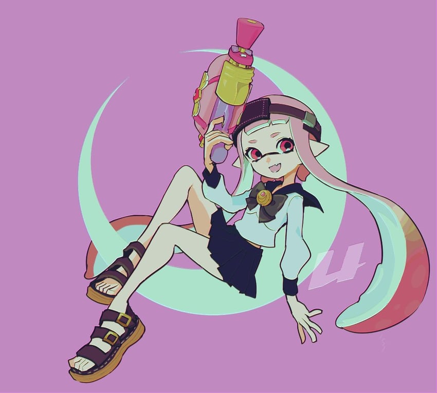 inkling player character and inkling girl (splatoon) drawn by imaikuy0