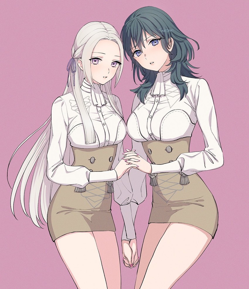 female byleth and edelgard von hresvelg (fire emblem and 1 more) drawn by yudepan_(yuri_no_sugata)