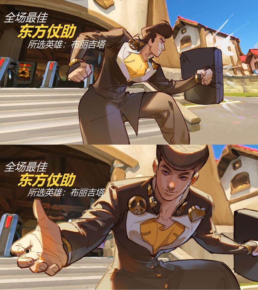 higashikata josuke and brigitte (jojo no kimyou na bouken and 3 more) drawn by atiti_(ttttt945)