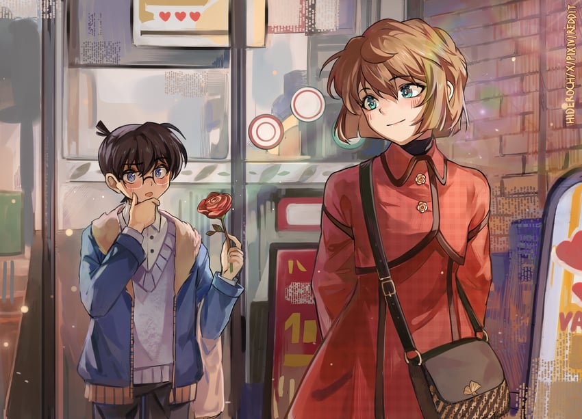 edogawa conan, haibara ai, and miyano shiho (meitantei conan) drawn by st_ard