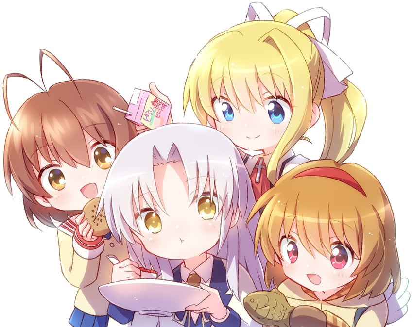 tachibana kanade, kamio misuzu, furukawa nagisa, and tsukimiya ayu (clannad and 5 more) drawn by nyaa_(nnekoron)