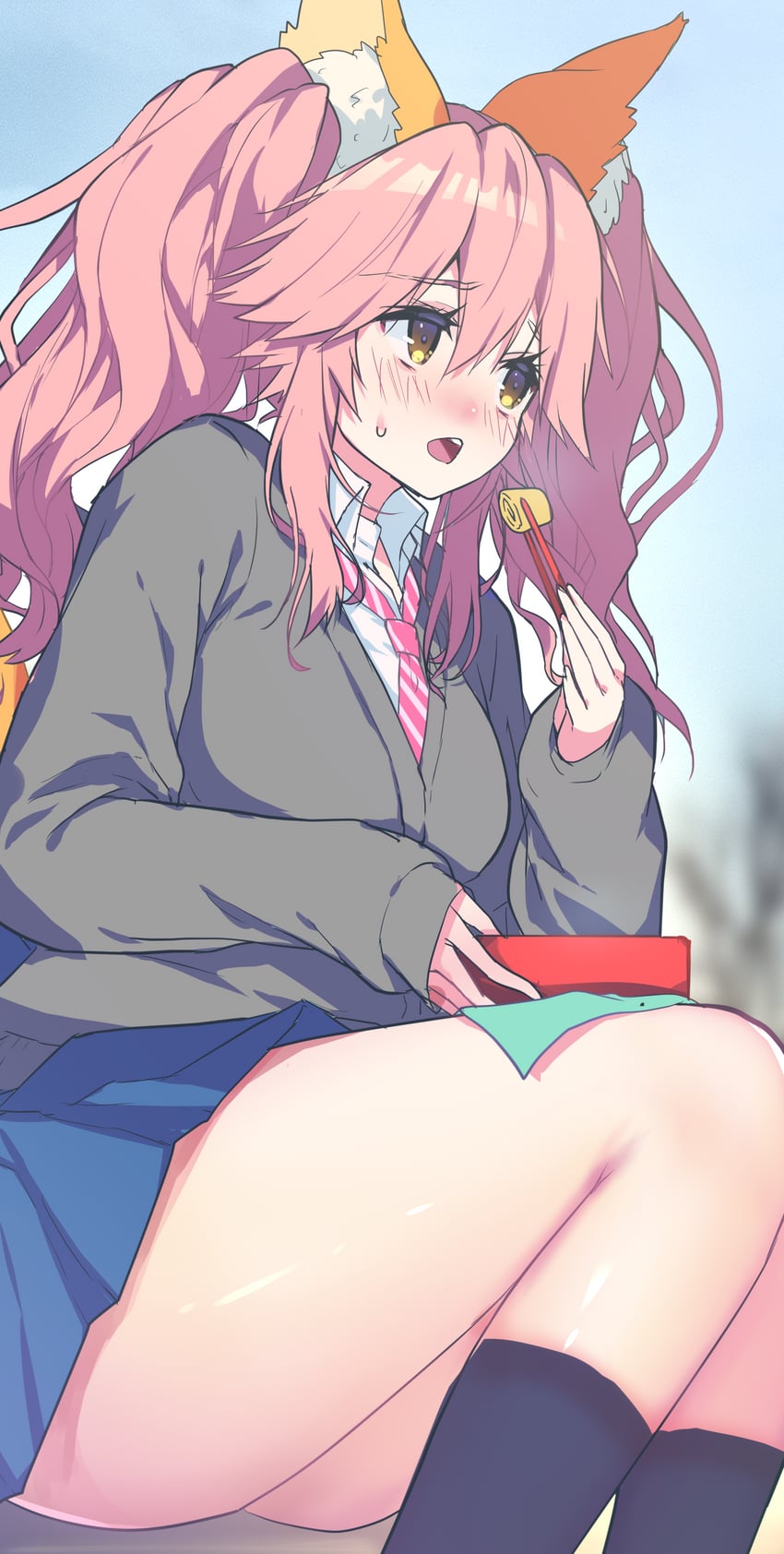 tamamo and tamamo jk (fate and 2 more) drawn by mogullaz