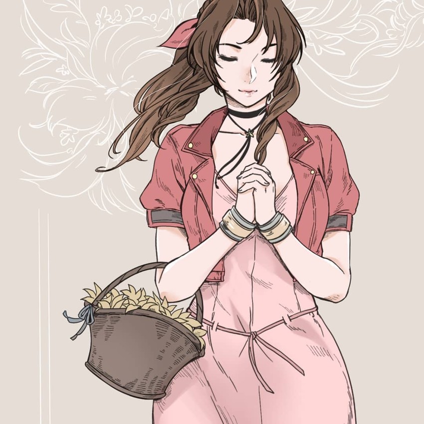 aerith gainsborough (final fantasy and 1 more) drawn by sao_(saowee)