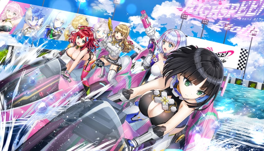 sakimiya iruka, ayato utae, kukuri tomo, eines, rindo rin, and 3 more (dolphin wave and 1 more) drawn by ootomo_takuji