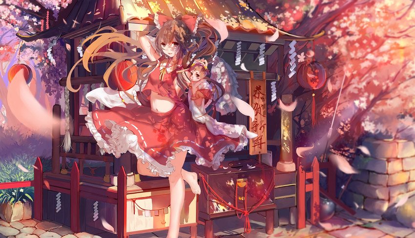 hakurei reimu (touhou) drawn by miko_ari