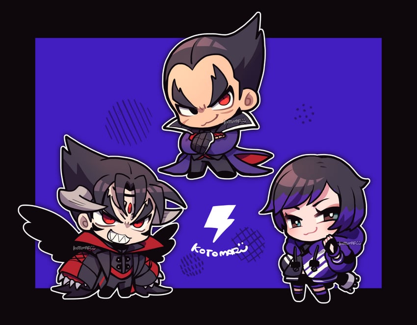 kazama jin, mishima kazuya, reina, and devil jin (tekken and 1 more) drawn by kotorai